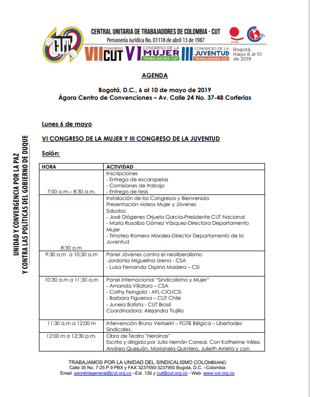 Conclusiones VII Congreso de la CUT - AGENDA